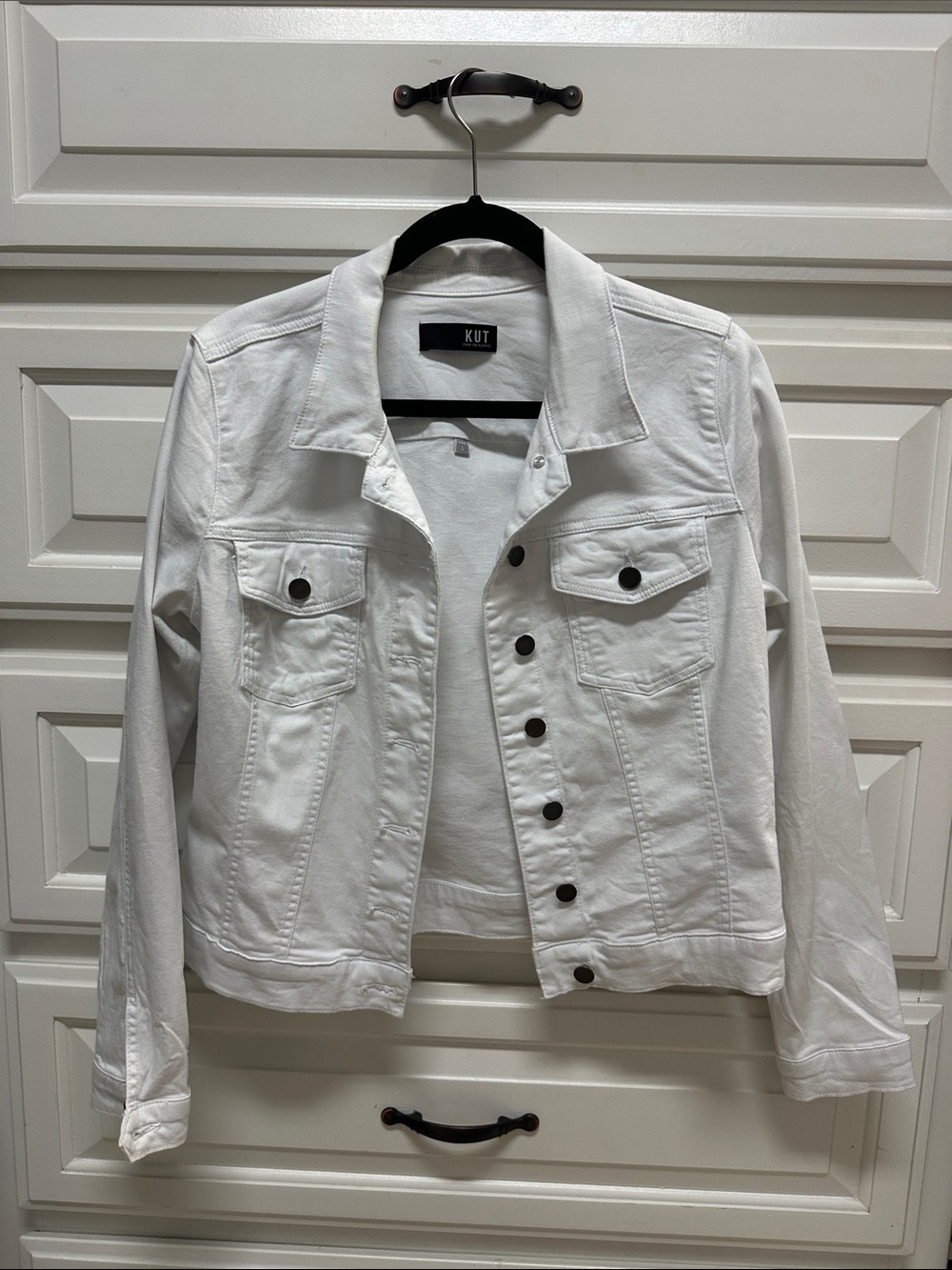 Kut from the Kloth White Denim Jacket - Women's Button-Front Trucker
